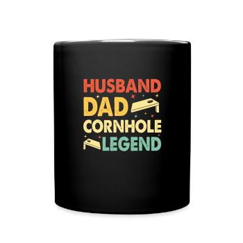 Lustige Cornhole-Spielspieler-Liebhaber - Tasse einfarbig - Schwarz - Vorne