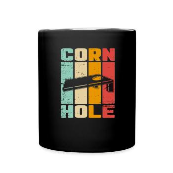 Lustige Cornhole-Spielspieler-Liebhaber - Tasse einfarbig - Schwarz - Vorne