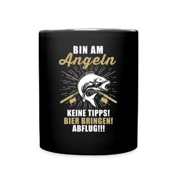 Angeln Tshirt Mann Fischer Rute Fischfang Fishing - Tasse einfarbig - Schwarz - Vorne