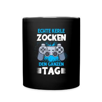 Zocker Geschenk Junge Gamer Controller Zocken - Tasse einfarbig - Schwarz - Vorne