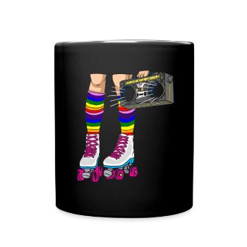 Inline Skate Geschenk Rollerskates Roller 70er - Tasse einfarbig - Schwarz - Vorne