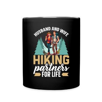 Hiking Couple Hiking Buddy Mountain Climbing Hiker - Full Colour Mug - black - Front