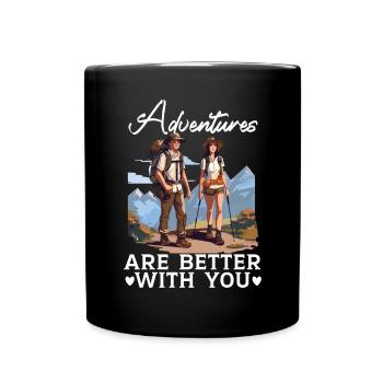 Hiking Couple Hiking Buddy Mountain Climbing Hiker - Full Colour Mug - black - Front