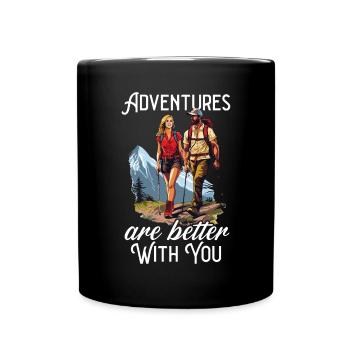 Hiking Couple Hiking Buddy Mountain Climbing Hiker - Full Colour Mug - black - Front