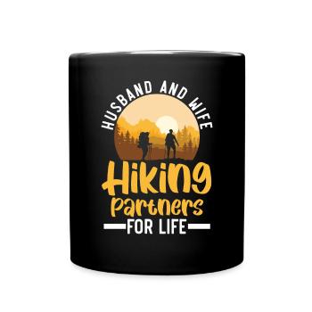 Wandern Paar Wandern Kumpel Bergsteigen Wanderer - Tasse einfarbig - Schwarz - Vorne