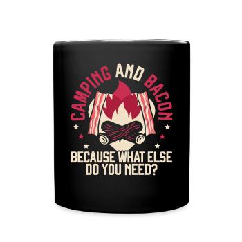 Camping And Bacon Meat Camp Camper I Love Bacon - Full Colour Mug - black - Front