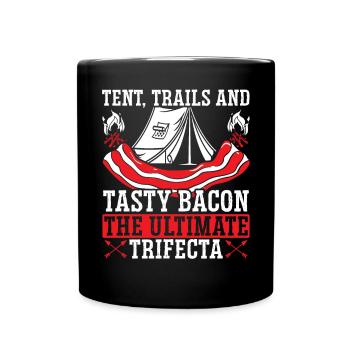 Camping And Bacon Meat Camp Camper I Love Bacon - Full Colour Mug - black - Front