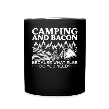 Camping And Bacon Meat Camp Camper I Love Bacon - Full Colour Mug - black - Front
