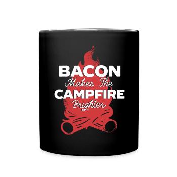 Camping And Bacon Meat Camp Camper I Love Bacon - Full Colour Mug - black - Front