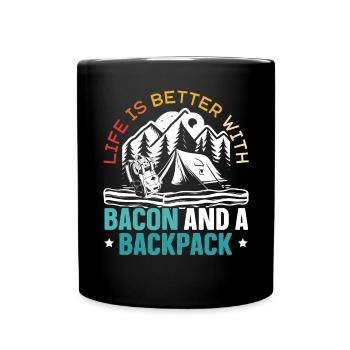 Camping And Bacon Meat Camp Camper I Love Bacon - Full Colour Mug - black - Front