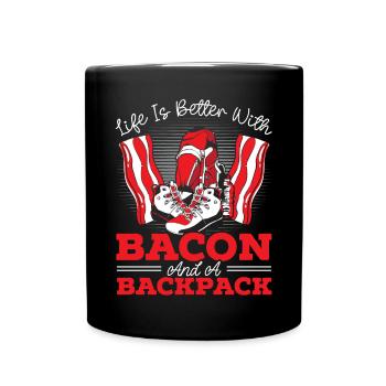 Camping And Bacon Meat Camp Camper I Love Bacon - Full Colour Mug - black - Front