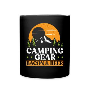 Camping And Bacon Meat Camp Camper I Love Bacon - Full Colour Mug - black - Front