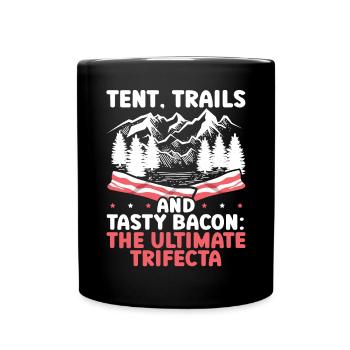 Camping And Bacon Meat Camp Camper I Love Bacon - Full Colour Mug - black - Front