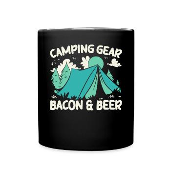 Camping And Bacon Meat Camp Camper I Love Bacon - Full Colour Mug - black - Front