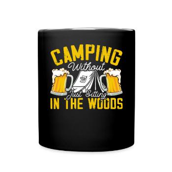 Camping Und Biertrinker Alkoholiker Camp Camper - Tasse einfarbig - Schwarz - Vorne