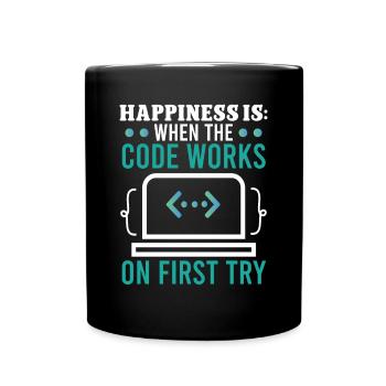 Softwareentwickler When Code Works On First Try - Tasse einfarbig - Schwarz - Vorne