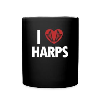 I love Harps Konzertharfe Harfenmusik Harfe - Tasse einfarbig - Schwarz - Vorne
