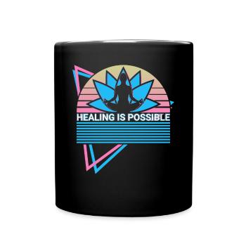 Meditation Yoga Retro - Tasse einfarbig - Schwarz - Vorne
