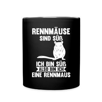Maus Mäuse Rennmaus - Tasse einfarbig - Schwarz - Vorne