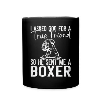 Boxer Hund Geschenke - Tasse einfarbig - Schwarz - Vorne