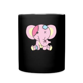 Kawaii Gothic Elephant Pastel Gothic Goth - Full Colour Mug - black - Front