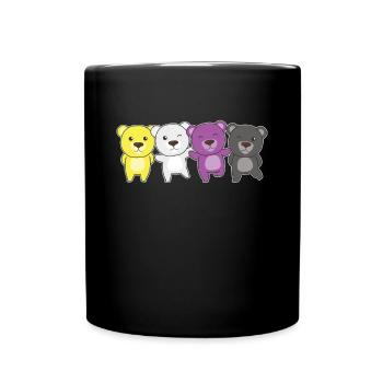 Nonbinary Monkey Flag Pride LGBTQ Cute Monkey - Full Colour Mug - black - Front