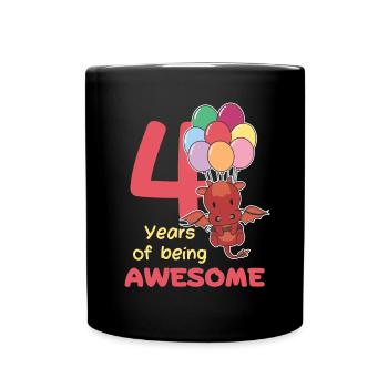 Drache zum 4. Geburtstag Kinder vier Jahre alt - Tasse einfarbig - Schwarz - Vorne