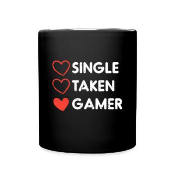 Single Taken Gamer Funny Valentines Day Gaming Men - Full Colour Mug - black - Front