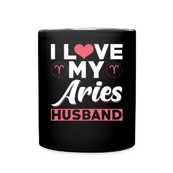 Ich Liebe meinen Widder Ehemann - Tasse einfarbig - Schwarz - Vorne