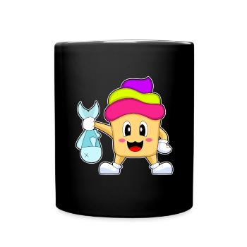 Pêche au poisson Cupcake Angler - Mug uni - noir - Devant
