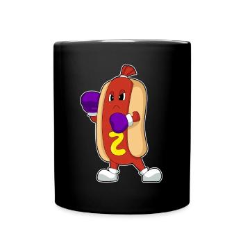 Hot Dog Boxer Boxing Gloves Boxing - Full Colour Mug - black - Front