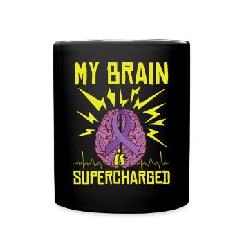Mon cerveau est suralimenté - Mug uni - noir - Devant