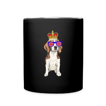 Beagle Dog Reine Elizabeth II Couronne britannique - Mug uni - noir - Devant