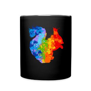 Eichhörnchen Splash Art Tierliebhaber - Tasse einfarbig - Schwarz - Vorne