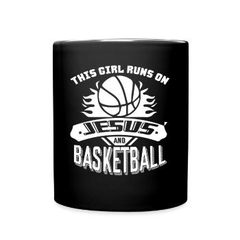 Basketball This Girl Run On Jesus And Basketball - Full Colour Mug - black - Front