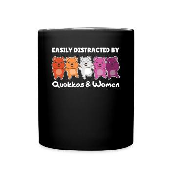 Lesbian Flag Pride LGBTQ Cute Quokka - Full Colour Mug - black - Front