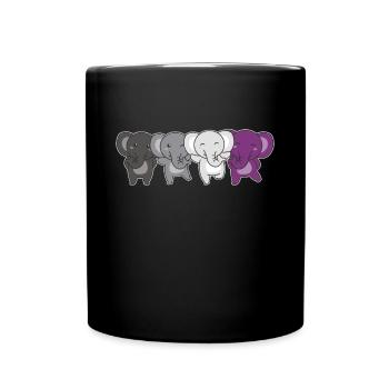 Asexual Flag Pride LGBTQ Elephant - Full Colour Mug - black - Front