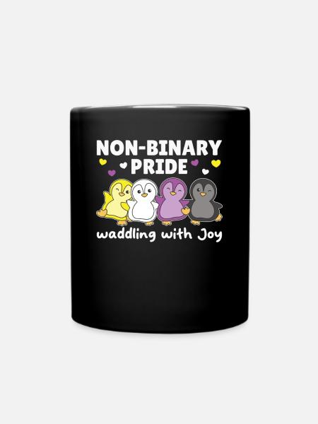 Nichtbinär Pinguin Flag Pride LGBTQ süße Pinguine - Tasse einfarbig - Schwarz