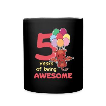 Drache zum 5. Geburtstag Kinder fünf Jahre alt - Tasse einfarbig - Schwarz - Vorne