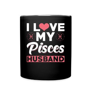 Ich Liebe meinen Fische Ehemann - Tasse einfarbig - Schwarz - Vorne