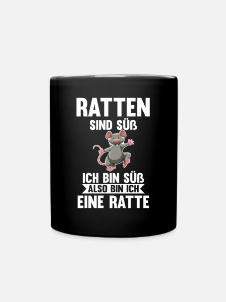 Nagetier Ratte Ratten - Tasse einfarbig - Schwarz