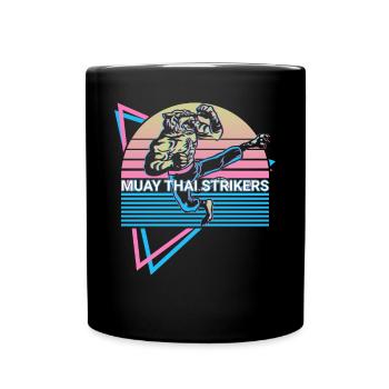 Muay Thai Kickboxen Retro - Tasse einfarbig - Schwarz - Vorne
