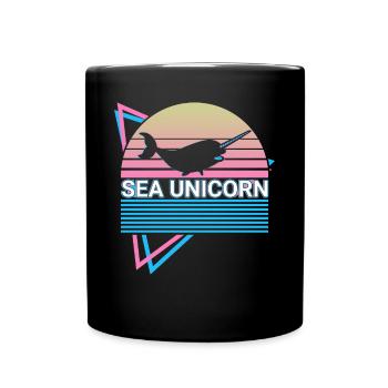 Narwal Retro - Tasse einfarbig - Schwarz - Vorne