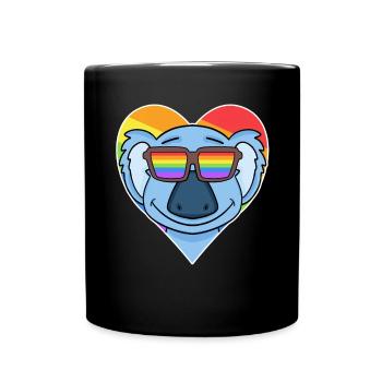 Rainbow - Koala with glasses and heart - Full Colour Mug - black - Front