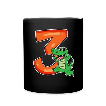 3 Geburtstag 3 Jahre alt mit Tier Motiv - drei - Tasse einfarbig - Schwarz - Vorne