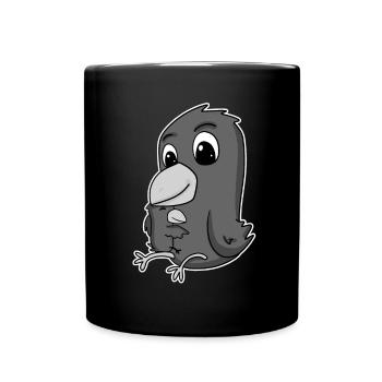Crow Family - Crow with Baby - Crow Motif - Full Colour Mug - black - Front