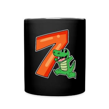 7 ans 7 ans avec motif animal - sept - Mug uni - noir - Devant