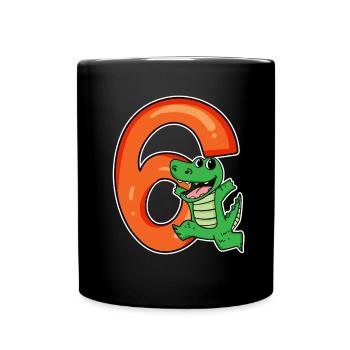 6 Birthday 6 years old with animal motif - six - Full Colour Mug - black - Front