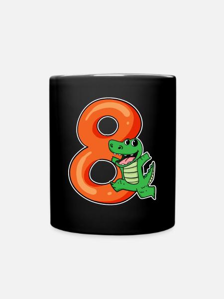 8 Geburtstag 8 Jahre alt mit Tier Motiv - acht - Tasse einfarbig - Schwarz