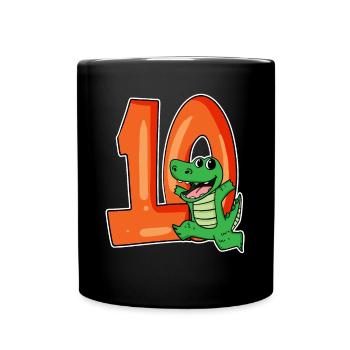 10 Geburtstag 10 Jahre alt mit Tier Motiv - zehn - Tasse einfarbig - Schwarz - Vorne